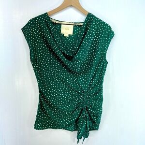 Maeve Green Polka Dot Cowl Neck Sleeveless Top